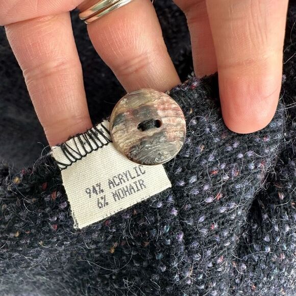 ViaVai Women’s Blue Multicolor Speckled Long Line Mohair Blend Cardigan Sweater - Picture 4 of 11